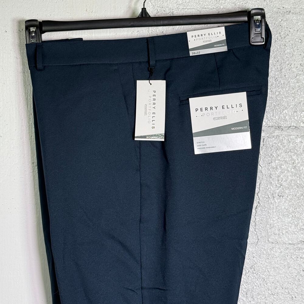 Perry Ellis Portfolio Men's Modern-Fit Twill Pants - Total Eclipe 38x32 $95